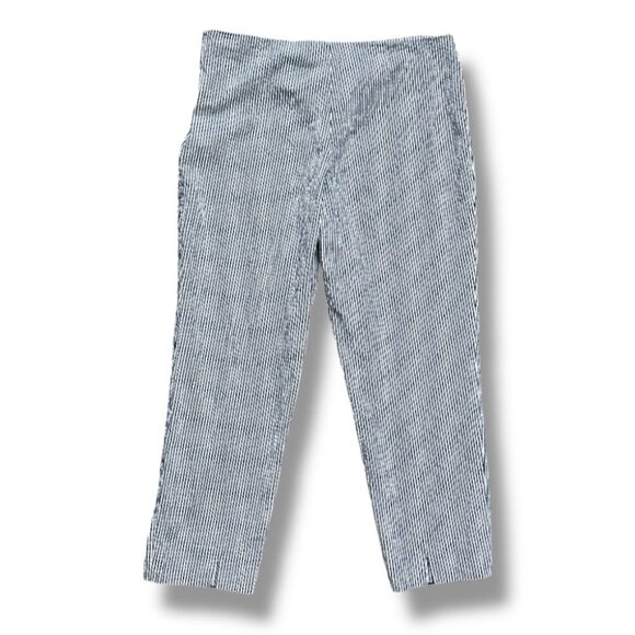 Piazza Sempione Audrey Seersucker Striped Capri Pants Women's Size Large Summer - Picture 3 of 16
